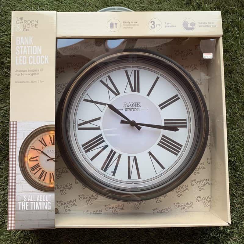 Brown The Garden & Home Co The Bank Station LED Clock 7x36x36 cm