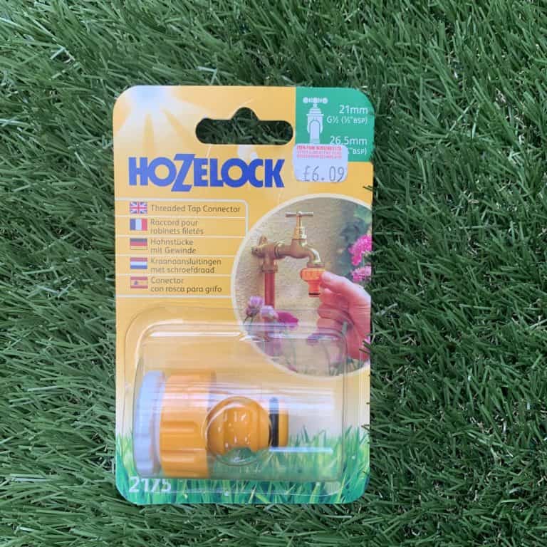 Hozelock threaded tap connector. 21mm & 26.5mm Eden Park Garden Centre