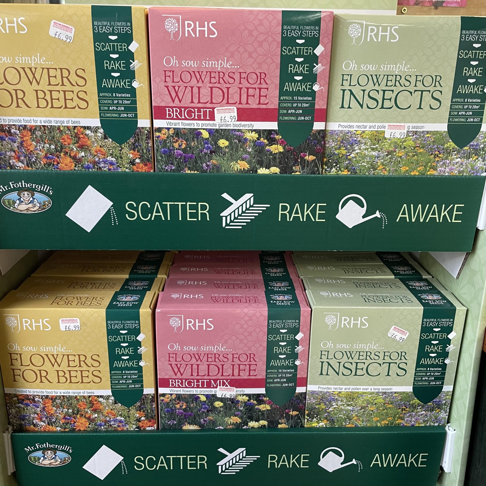 Just Arrived! RHS Easy To Grow Flower Mixes Seed. Scatter, Rake, Awake