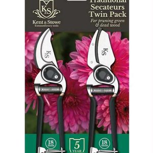 Kent & Stowe Traditional Bypass & Anvil Pruner Secateurs Twin Pack Gardening Set